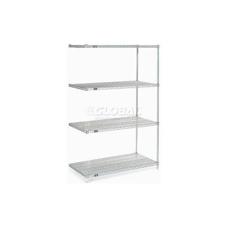 Global Equipment Nexelate    Silver Epoxy Wire Shelving Add-On 48"W x 36"D x 74"H A36487EP